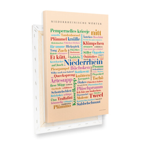 Leinwand Niederrhein Wörter mit Keilrahmen Profilansicht