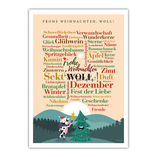 Das Poster Frohe Weihnachten,woll! ist eine schöne Geschenkidee für Sauerland-Fans